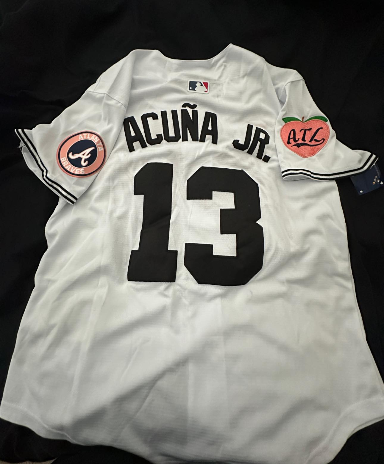 Men's Ronald Acuna Jr. Atlanta Braves The Big Peach Vapor Premier Limited White Jersey - All Stitched photo review