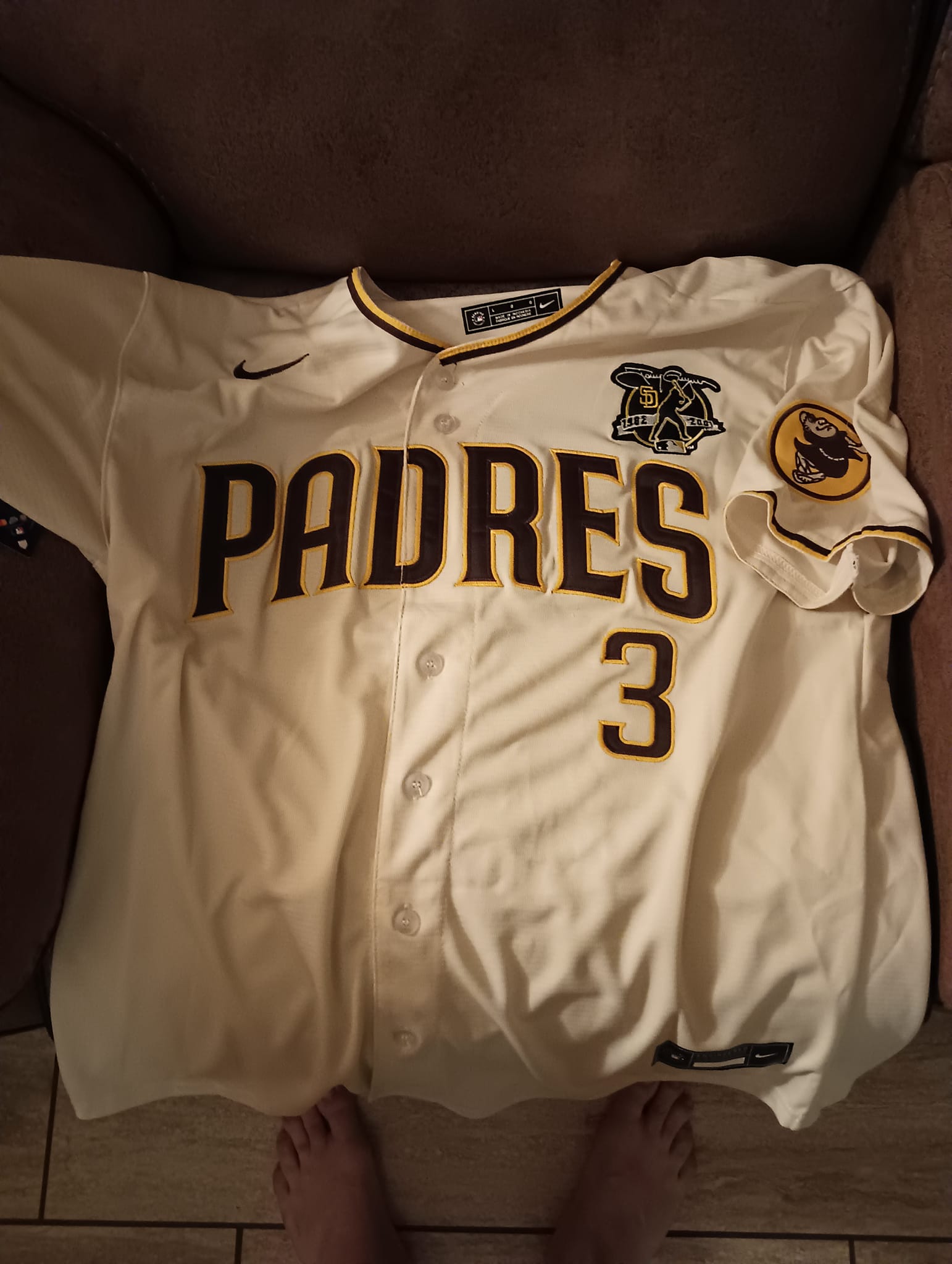 Men San Diego Padres Black Gold & White Gold Custom Flex White Gold Jersey - All Stitched photo review